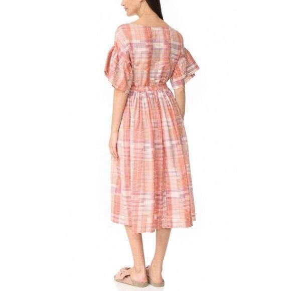 Ulla Johnson Neda Dress Women's 8 Midi Hand Loomed Cotton Pink  Rose Multicolor - Picture 6 of 12